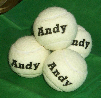 white Tennis balls personalized for presents