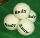  white tennis balls, personalised for presents 