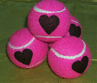Pink tennis balls, personalised