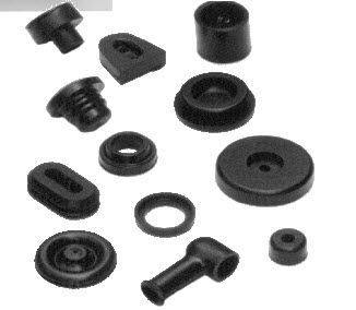 small sample of rubber items made