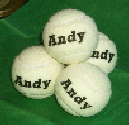 white Tennis balls personalized for presents