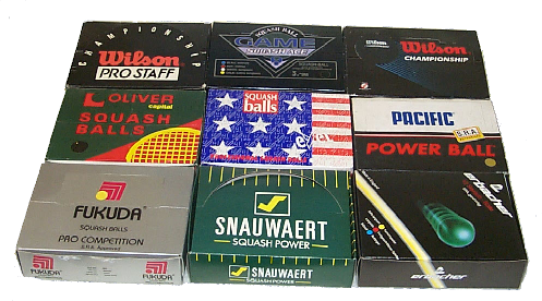 Wilson Pro squash balls,Wilson championship squash balls,Oliver squash balls,Exel squash balls,Pacific squash balls,Fukuda squash balls,Snauwaert squash balls,Erbacher squash balls,